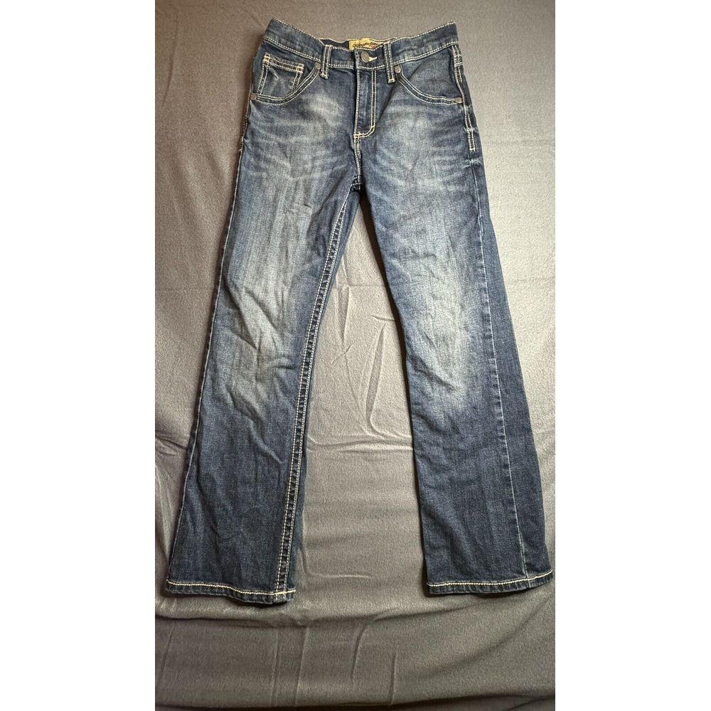 Wrangler 20X Boys 16 Medium Wash Embroidered Western Cowboy Denim Blue Jeans